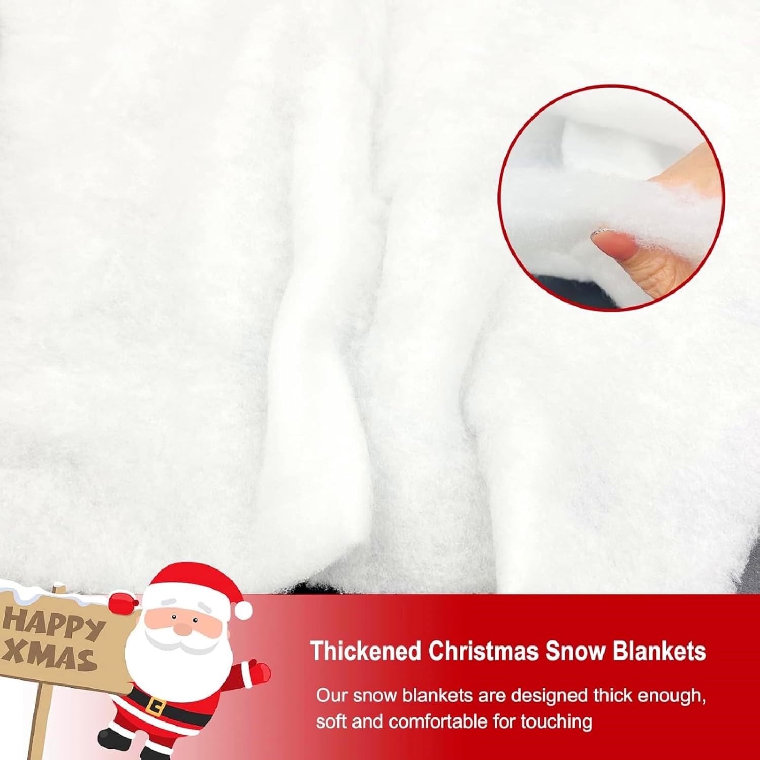 Christmas Snow Blanket Roll, 15.7 Inch x 5 Feet Fake Snow Blanket for Christmas Village, Thick White Soft Fluffy Snow Artificial Snow Blankets for Xmas Tree, Mantle, Winter Wonderland Party (1 Pack)