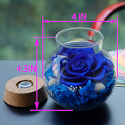 Apragaz Preserved Real Roses with Colorful Mood Light Wishing Bottle, Eternal Rose，Never Withered Flowers, in glass,Table Decor,Christmas Anniversary Valentine's, Blue 4.3inch, 1pcs