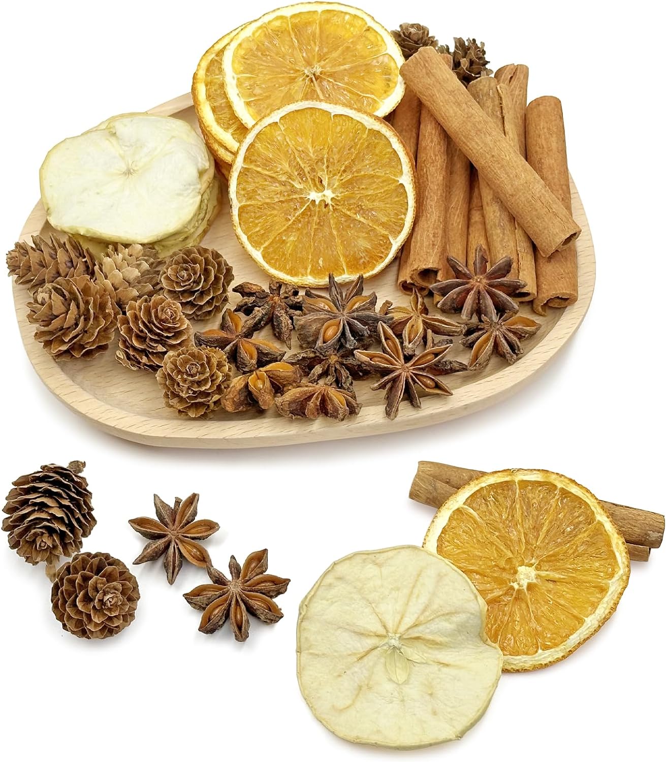 Christmas Potpourri Bowl Filler –Dried Fruits Fragrance with Dried Apple Orange Slice Cinnamon Stick Larch Cones Anise-Christmas Potpourri Fruits Scented for Holiday Table Centerpieces Decoration