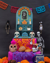 Day of The Dead Decorations, Dia De Los Muertos Altar with Altar Supplies 25pcs Log Coloured Wood Blocks and 12 Coloured Pencils, Ofrenda Altar for Dia De Los Muertos Decorations