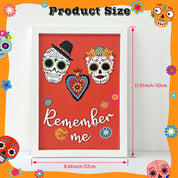 Dia De Los Muertos Decorations, Day of the Dead Decorations, Recuerdame Dia de Los Muertos Wood Sign for Ofrenda, 3D Sugar Skull for dia de los muertos altar(Framed, 8x12 Inch)