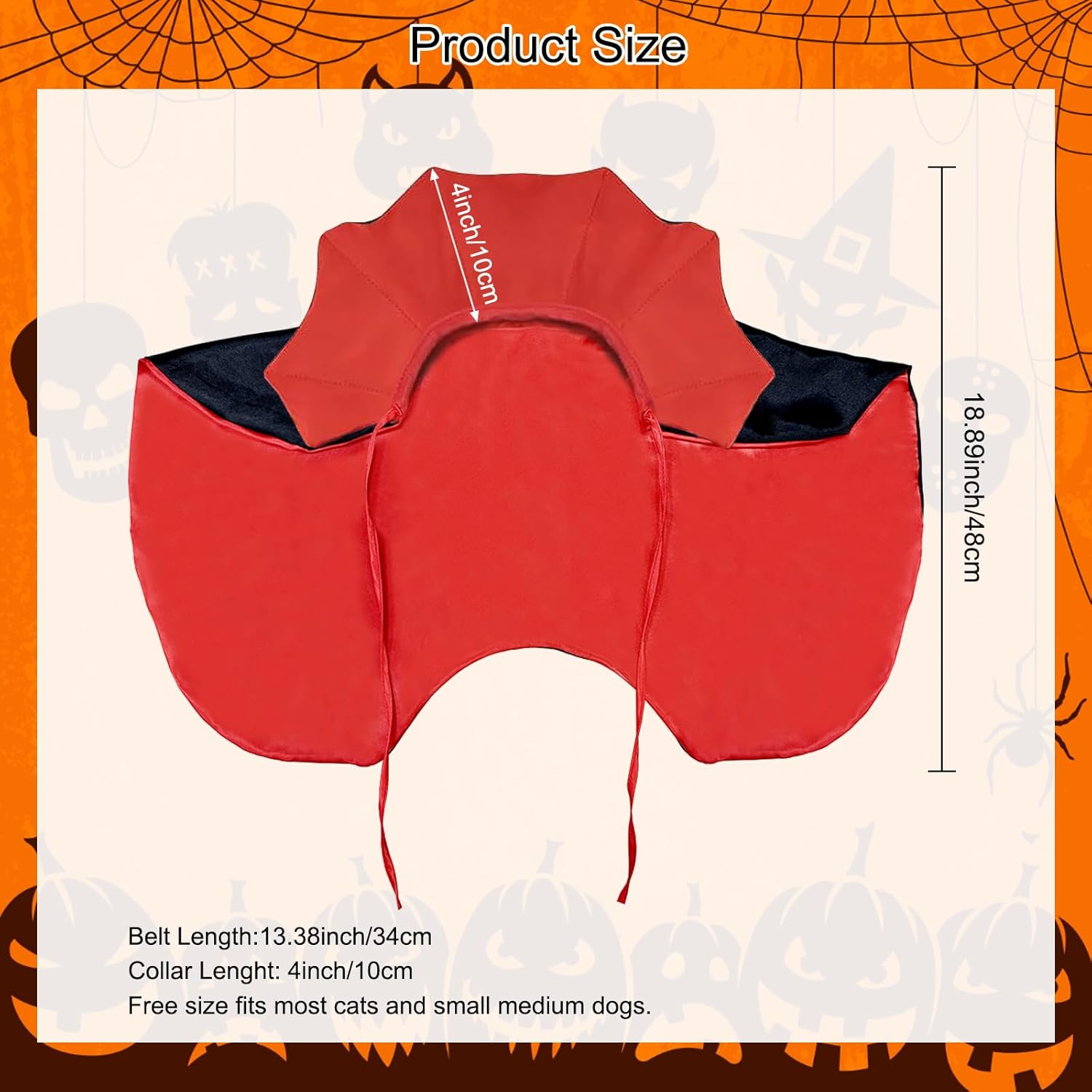 Halloween Costumes for Dogs, Vampire Cloak for Cat, Comfortable Soft Dog Witch Clothes, Red & Black Dog Cape Costume for Small Medium Cat Puppy,Funny Dog Role Play Witch Costumes for Halloween Party
