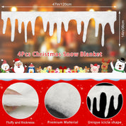 Apragaz 4 Packs Christmas Fake Snow Blanket, Icicle Artificial Snow Fireplace Blanket Roll, Icicle Snow Cover Blanket for Mantle Cover for Village Decoration, 14 * 47 Inches Xmas Holiday Décor