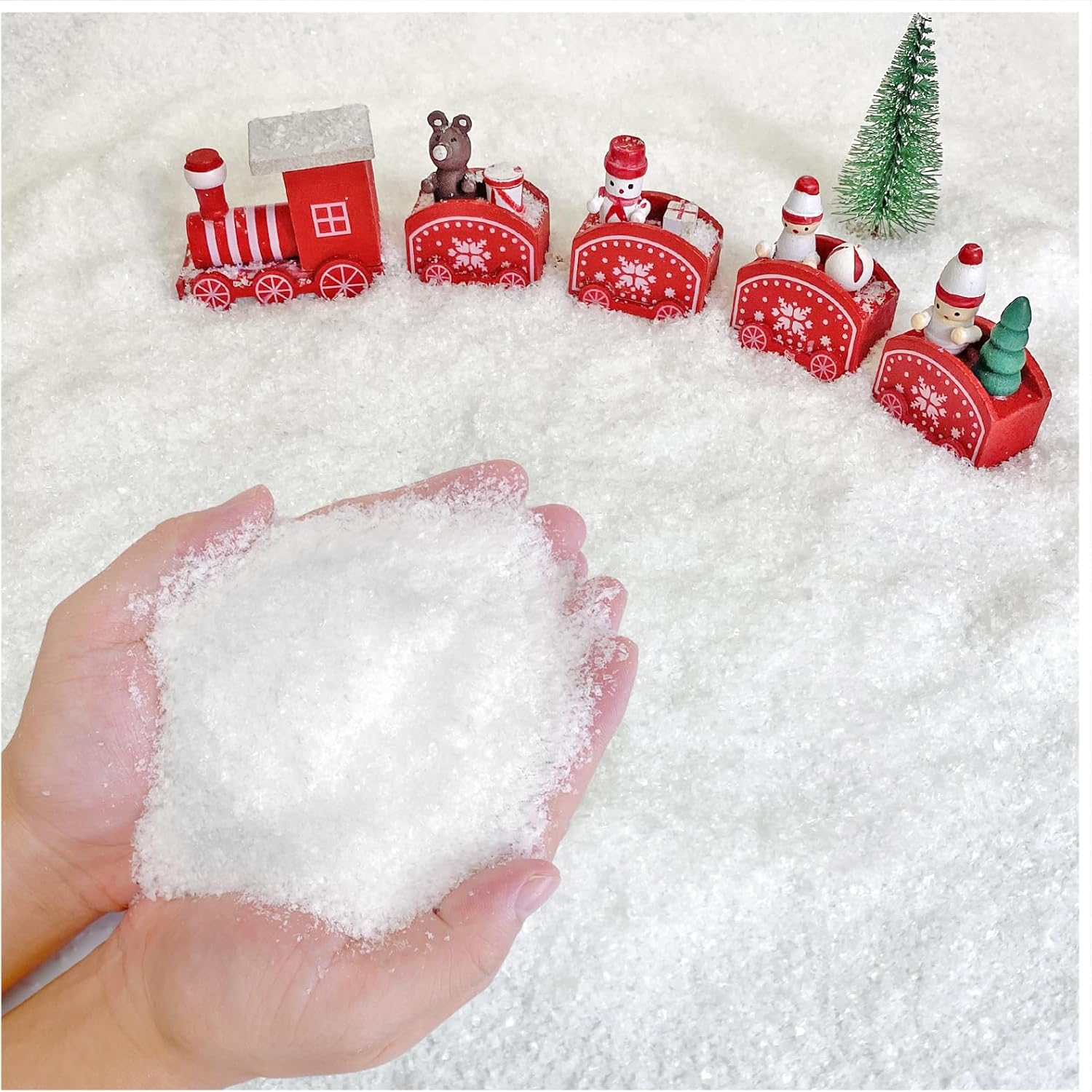 Apragaz 10 Ounces Christmas Fake Snow, Artificial Fake Snow for Christmas Village, Indoor Fake Snow Decoration Dry Plastic Snowflakes Faux Snow for Xmas Tree Crafts Winter Holiday Displays