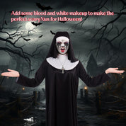 4pcs Nun Halloween Costume, Nun Costume Adult Women Accessories with Nun Headpiece Nun Cross Nun Rhinestone Tattoo and Nun Outfit Women for Halloween Party Cosplay , Carnival Theme Party Costumes