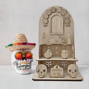 Day of The Dead Decorations, Dia De Los Muertos Altar with Altar Supplies 25pcs Log Coloured Wood Blocks and 12 Coloured Pencils, Ofrenda Altar for Dia De Los Muertos Decorations