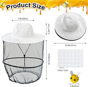Apragaz 56pcs Beekeeper Set Including 2 Beekeeper Hats with Veil, 24 Wool Felt Bees, 30 Double-Sided Adhesive Dots- Couples Halloween Costumes for Mens and Women's Bee Keeper Costume Supplies