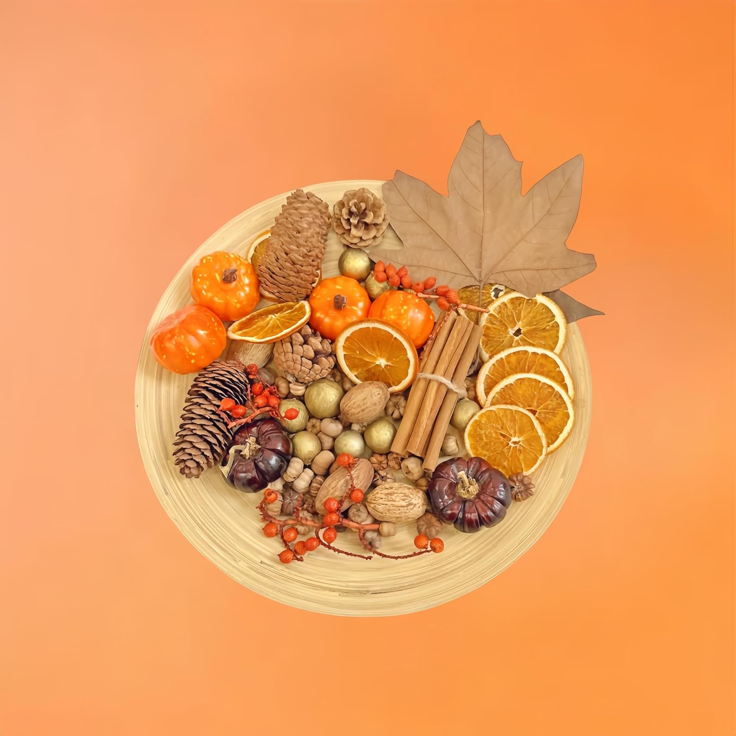 Fall Potpourri -Pumpkins, Dried Orange Slices & Cinnamon Sticks, Perfect Fall Decoration or Bowl Filler - Beautiful Autumn Scent