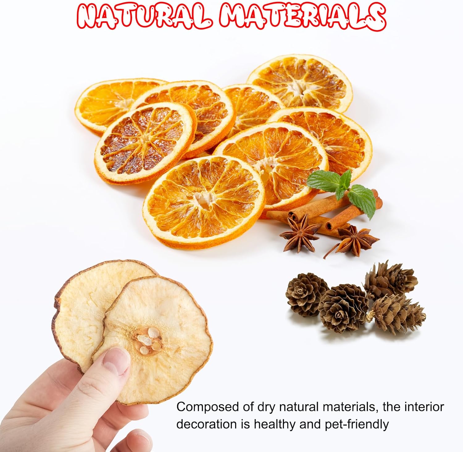Christmas Potpourri Bowl Filler –Dried Fruits Fragrance with Dried Apple Orange Slice Cinnamon Stick Larch Cones Anise-Christmas Potpourri Fruits Scented for Holiday Table Centerpieces Decoration