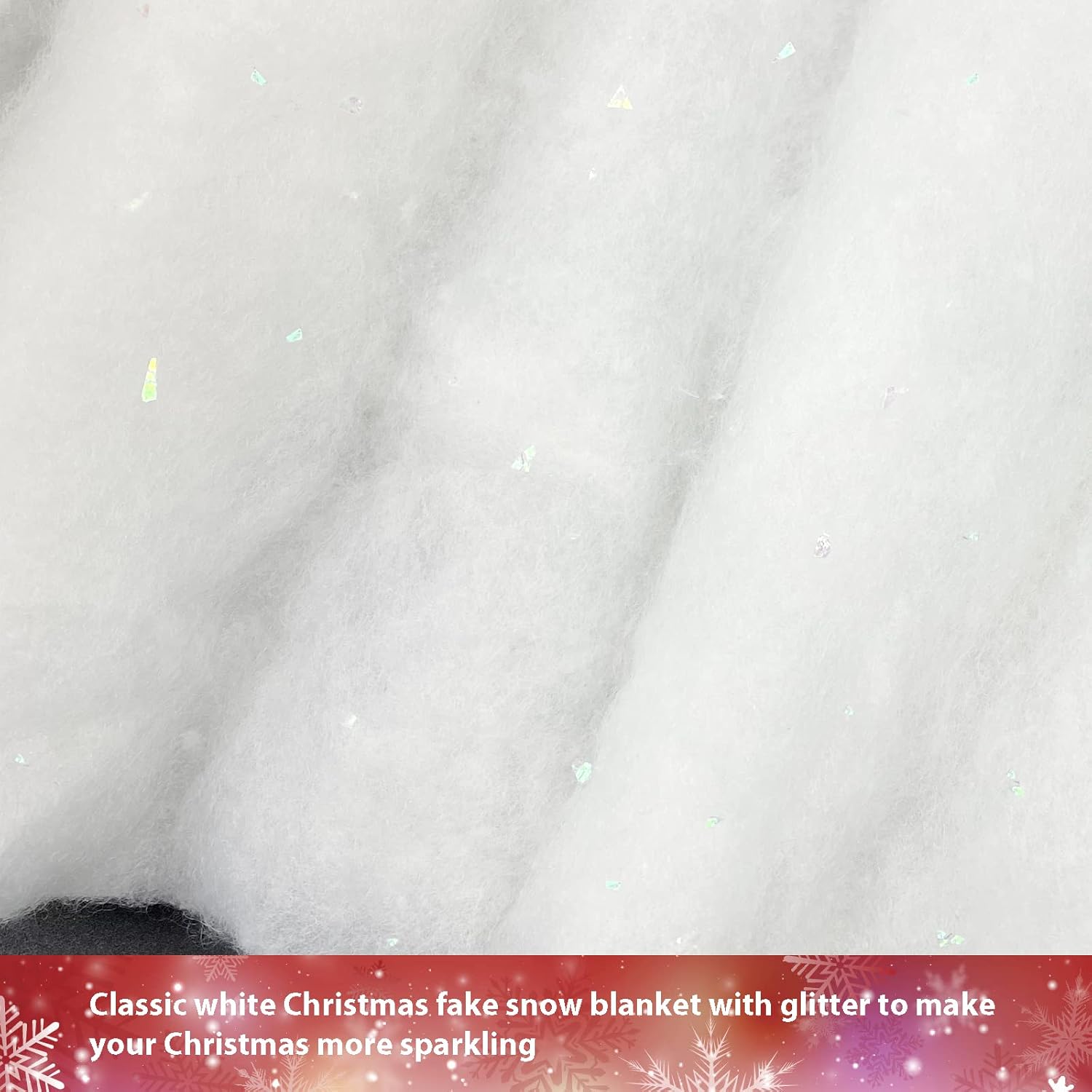 Christmas Glitter Snow Blanket, Fake Snow blanket Roll Indoor Decoration Artificial Snow Blankets Set For Winter Wonderland Christmas Village Wall Tree Xmas Backdrop Party Decor (31.5In×7.9Ft)