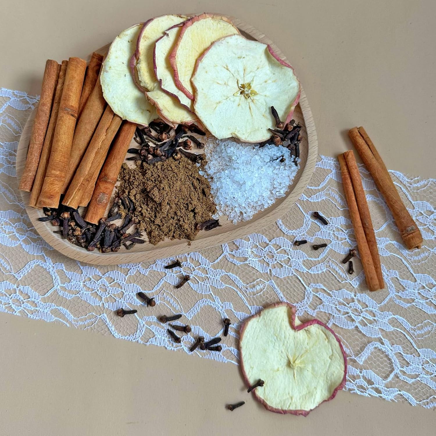 Potpourri Simmering - Dried Apple Slices, Cloves, Cinnamon, Allspice, and Vanilla Salt, Spiced Apple Cider Fragrance Stovetop Potpourri, Fall Scents, Housewarming Hostess Gift, Autumn (Spiced Cider)