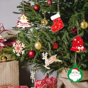 80 Pcs Wooden Christmas Ornaments for Crafts, 8 Styles Unfinished Wood Ornaments With Pens, Gem and Star Stickers, Blank Wood Christmas Tree Ornaments for Kids Adults DIY Craft Xmas Hanging Decoration