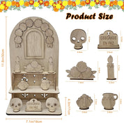 Day of The Dead Decorations, Dia De Los Muertos Altar with Altar Supplies 25pcs Log Coloured Wood Blocks and 12 Coloured Pencils, Ofrenda Altar for Dia De Los Muertos Decorations
