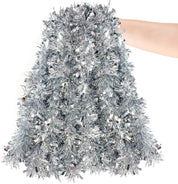 Apragaz Christmas Tinsel Garland - Silver Tinsel Garland- 6m, Metallic Tinsel Twist Garland Christmas Decoration for Christmas Trees, Parties, Weddings, and DIY Crafts