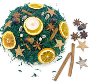 Christmas Potpourri Bowl Filler, 6.09 OZ Christmas Bowl Filler, Dried Orange Slices Cinnamon Scented Potpourri, Holiday Dark Green Moss Potpourri Bowl Filler Xmas Table Centerpiece Decor (Dark Green)
