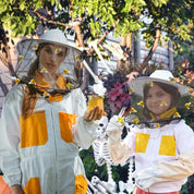 Apragaz 56pcs Beekeeper Set Including 2 Beekeeper Hats with Veil, 24 Wool Felt Bees, 30 Double-Sided Adhesive Dots- Couples Halloween Costumes for Mens and Women's Bee Keeper Costume Supplies