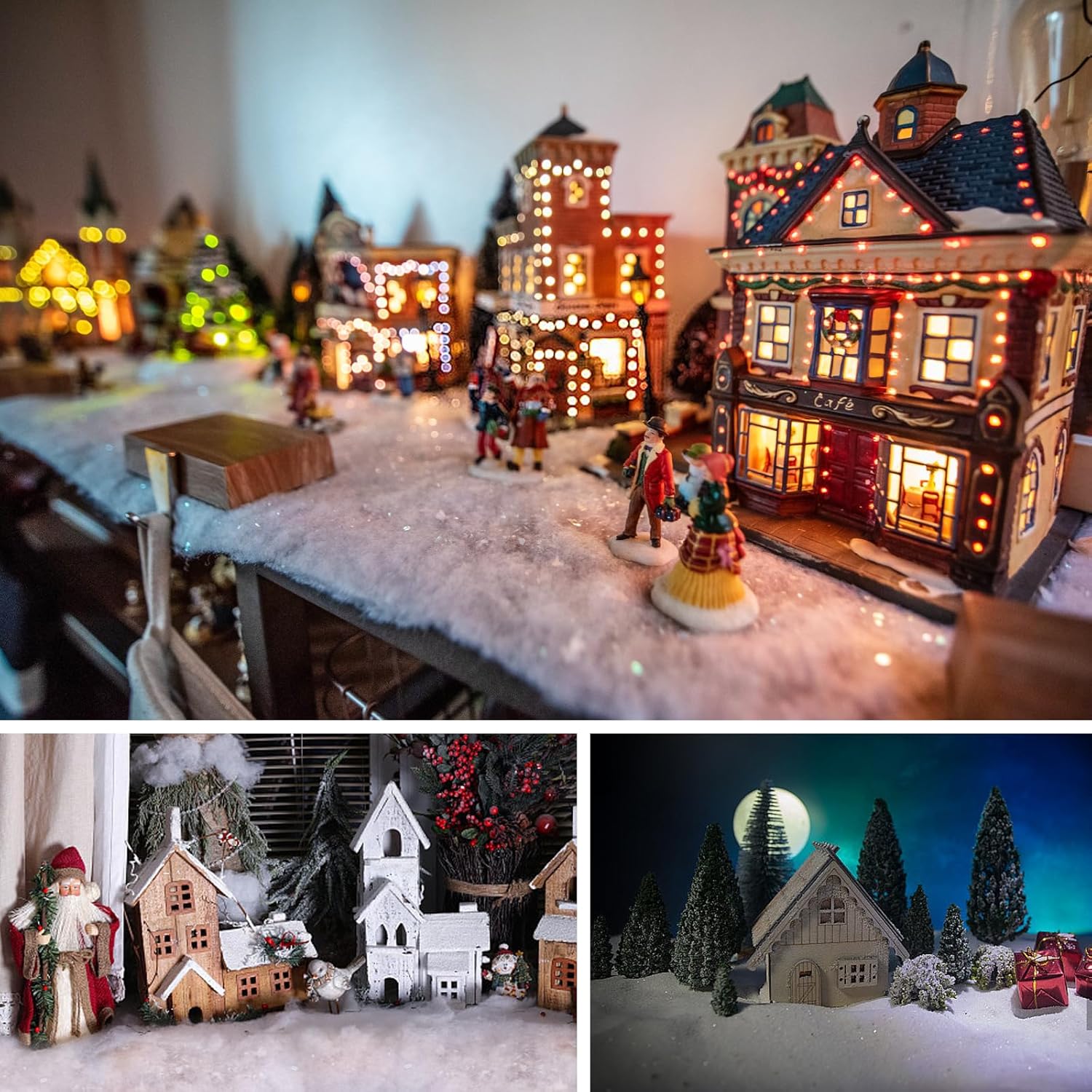 Christmas Glitter Snow Blanket, Fake Snow blanket Roll Indoor Decoration Artificial Snow Blankets Set For Winter Wonderland Christmas Village Wall Tree Xmas Backdrop Party Decor (15.74In×9.8Ft)