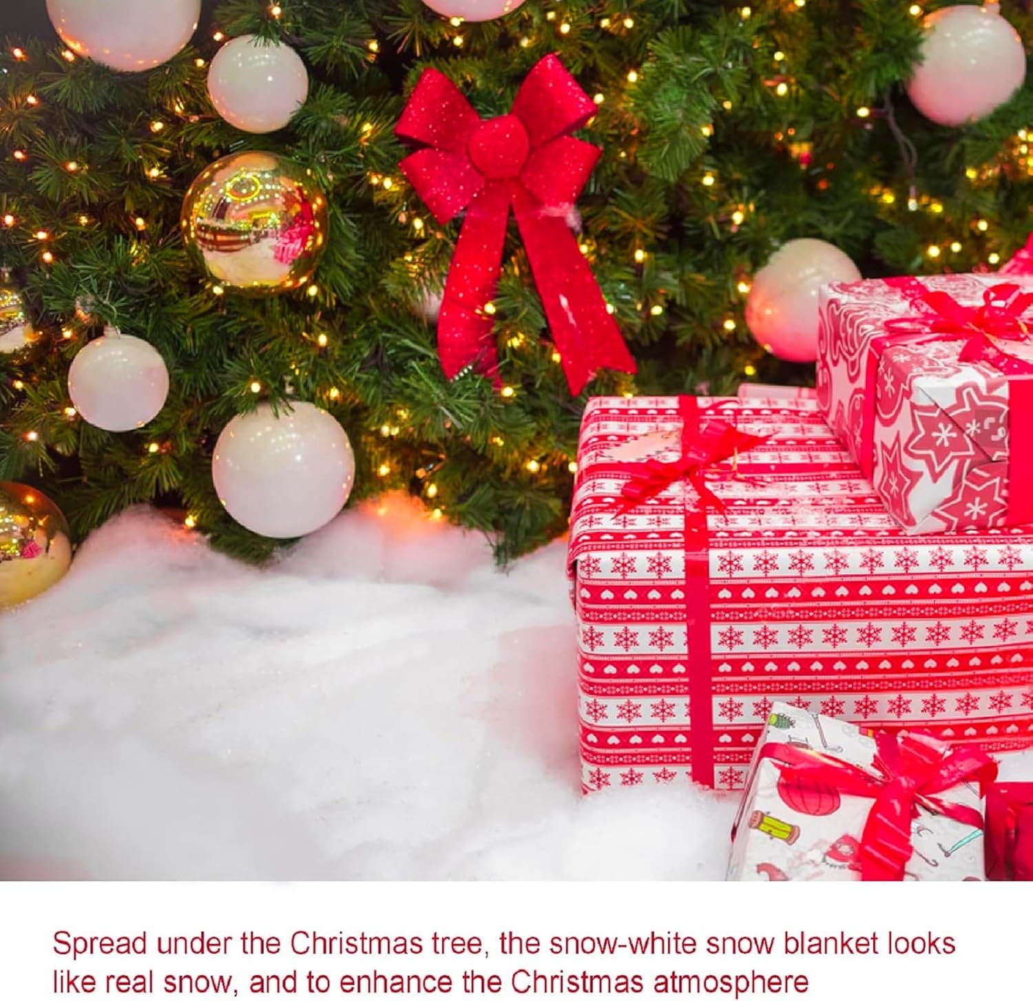 Christmas Snow Blanket Roll, 15.7 Inch x 5 Feet Fake Snow Blanket for Christmas Village, Thick White Soft Fluffy Snow Artificial Snow Blankets for Xmas Tree, Mantle, Winter Wonderland Party (1 Pack)