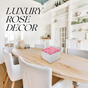 Preserved Roses in a Box - Valentines Day Gifts for Her & Mom, 16-Piece Rose Flowers Decor for Birthday Gift, Cased in White Box with Acrylic Cover,Made From a Real Rose 6.9" x 6.9" x 5.5" - Pink