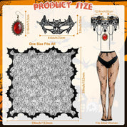 Apragaz 5 Pcs Halloween Costumes for Woman, Black Spider Web Poncho, Socks, Necklace, Mask And Spider Red Earrings, Witch Costume for Halloween Cosplay Party, Disfraz de Halloween para Mujer(One Size)