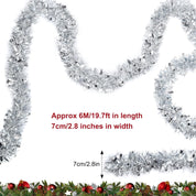 Apragaz Christmas Tinsel Garland - Silver Tinsel Garland- 6m, Metallic Tinsel Twist Garland Christmas Decoration for Christmas Trees, Parties, Weddings, and DIY Crafts