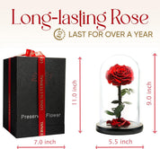 Forever Preserved Rose - Eternal Rose in Glass Dome - Beauty and The Beast Rose for Mom - Fresh Flowers for Delivery-gift for friend (Red, 9 Inch)