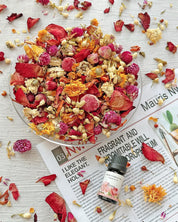 Fall Potpourri, Rose Scented Potpourri with Dried Flowers, Home Fragrance Fall Potpourri Bowl Filler - Decorative Fall Decor for Vase Filler, Sachet, Vial, Winter, Christmas with Lily, Rose, Chamomile