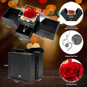 Apragaz Preserved Red Real Rose-Eternal Flowers Rose Gifts for Mom Grandma Wife Girlfriend on Mothers Day Birthday Valentines Christmas Anniversary Romantic Gifts for Her with I Love You Necklace-Flowers In a Box