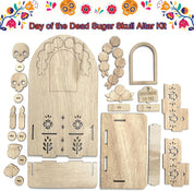 Day of The Dead Decorations, Dia De Los Muertos Altar with Altar Supplies 25pcs Log Coloured Wood Blocks and 12 Coloured Pencils, Ofrenda Altar for Dia De Los Muertos Decorations