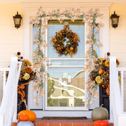 Apragaz Fall Garland - 6 ft Artificial Fall Leaves Garland with White Berries - Rustic Thanksgiving & Halloween Decor for Mantel, Fireplace, Porch, Indoor & Outdoor Home Decoration