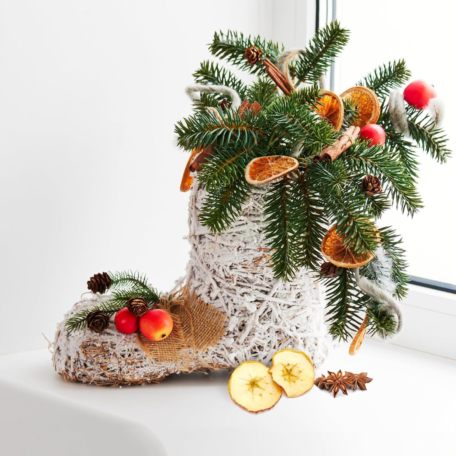 Christmas Potpourri Bowl Filler –Dried Fruits Fragrance with Dried Apple Orange Slice Cinnamon Stick Larch Cones Anise-Christmas Potpourri Fruits Scented for Holiday Table Centerpieces Decoration