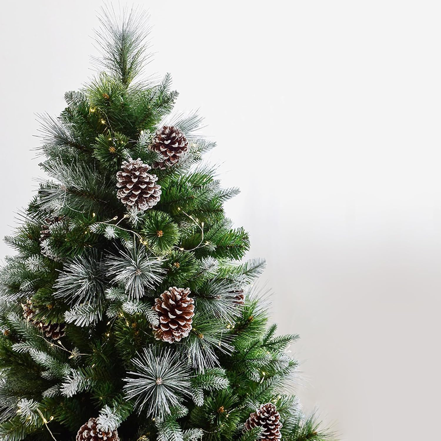 20 PCS Christmas Pine Cones, 2-2.4 Inch Large Natural Pine Cones, Snow Pinecones with 5 Inch Wired Pick for Christmas Tree, Holiday Wreath Garland Ornaments DIY Craft Decorations