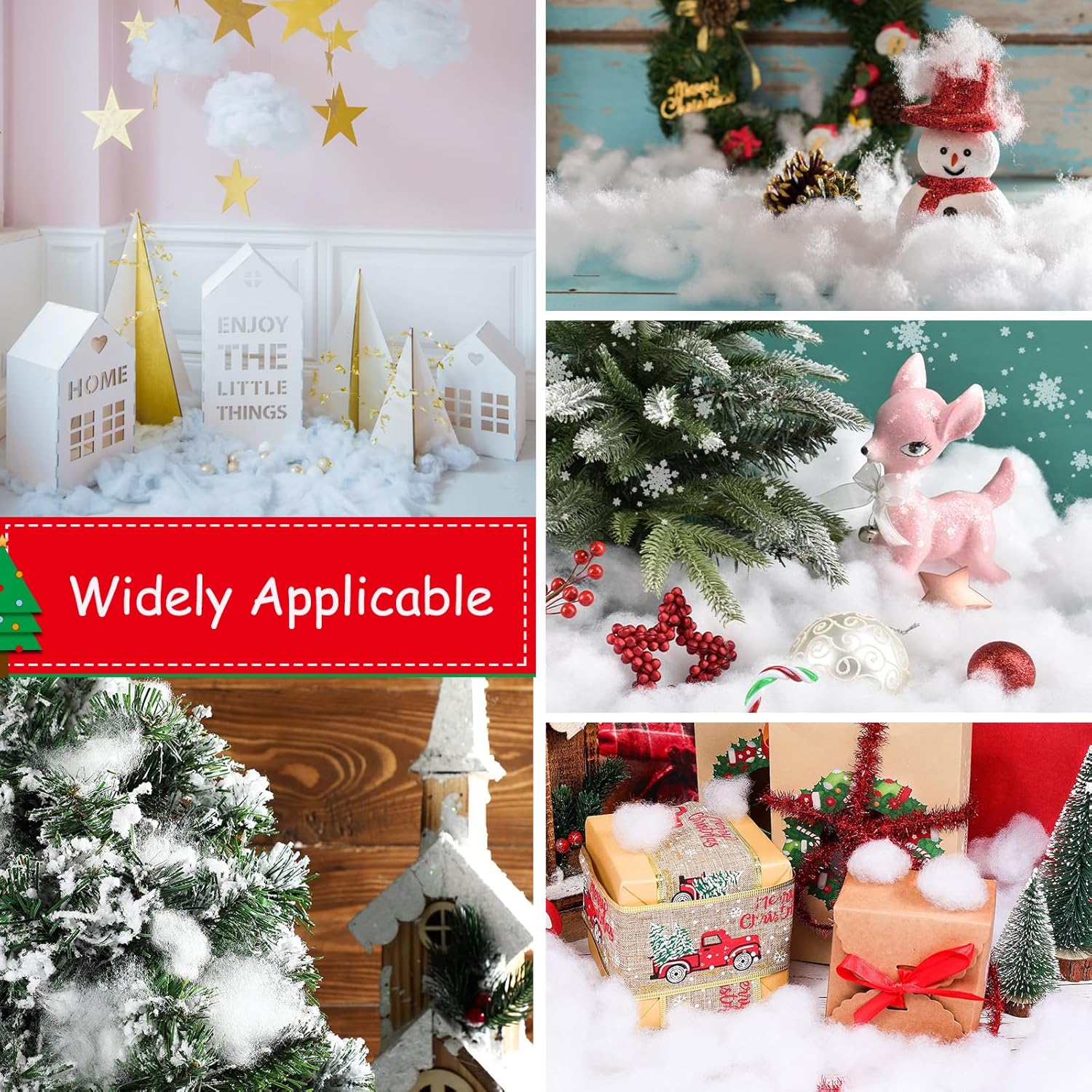 Apragaz Christmas Fake Snow Decoration, Fiber Cotton Snow Fluffy Indoor Snow, Artificial Snow for Christmas Village or Nativity Set, Flame Resistant Crafts Snow for Christmas Decoration(11.28 OZ)